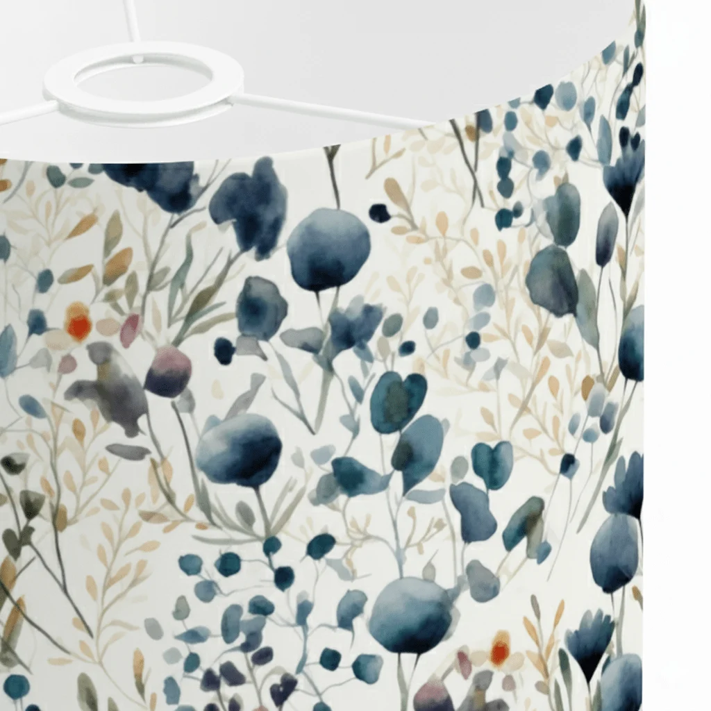 Close-up of Azura lampshade showing the NELA premium cotton Flores pattern.