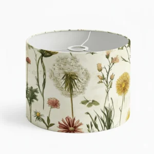 Dandelia lampshade made from premium cotton in the Dandelion pattern, front view