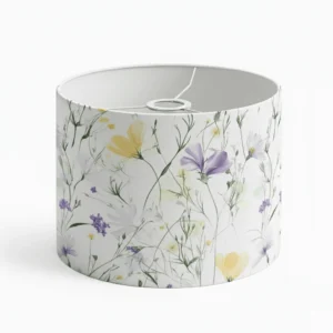 Meadow lampshade made from Takoy premium cotton in the Meadow Floral pattern, front view.